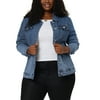 MODA NOVA Juniors Plus Size Long Sleeve Button Down Jean Denim Jacket with Pockets