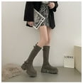 thumbnail image 5 of Women's Ribbed Platform Boots Round Toe High Heel Casual Boots Long Shaft Boots, 5 of 7