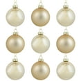 thumbnail image 2 of Northlight 2-Finish Glass Christmas Ball Ornaments - 2.5" (60mm) - Champagne Gold - 9ct, 2 of 8