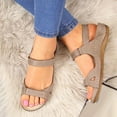 thumbnail image 3 of huanledash Women Fashion Low Wedge Heel Shoes Peep Toe Adjustable Double Strap Sandals, 3 of 8