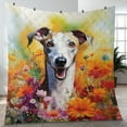 thumbnail image 4 of Welcome Spring Summer Whippet Portrait Flower Blue Sky Quilt Blanket Dog Lover Cozy Comforter Throw Blanket - 12001, 4 of 5