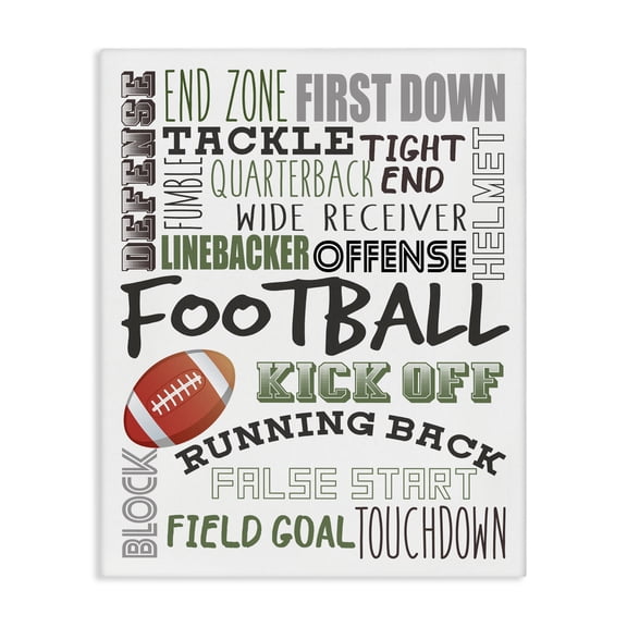 Stupell Industries Eclectic Football Team Game Terms Kids' Sports Typography Canvas Art, 16 x 20, by Kim Allen