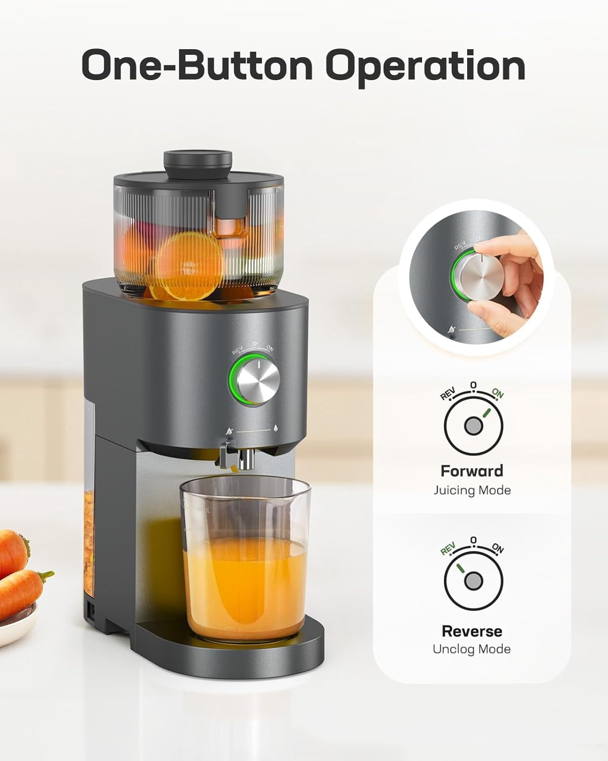 Slow Masticating Cold Press Juicer Machines, High  Yield, -Feeding with 5.4 Large Chute for Whole Vegetables Fruits