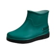 thumbnail image 2 of pwidon Waterproof Rain Boots for Women Slip On Short Ankle Slip Resistant Flat Sole Lightweight Casual Low Height Rubber Wet Weather Footwear Green 36, 2 of 4