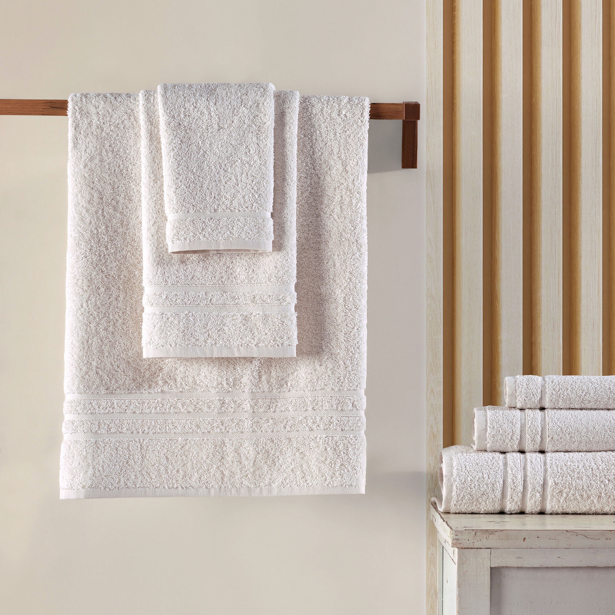 Hawmam Linen 4-Piece Turkish Cotton Bath Towel Set, Blue photo 6