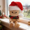thumbnail image 5 of ZJNGJC Christmas Wooden Man, Wooden Man Figurine with 12 Expressions,Funny Dashboard Figurine,Handmade Wobble Doll for Desk Decoration C, 5 of 9