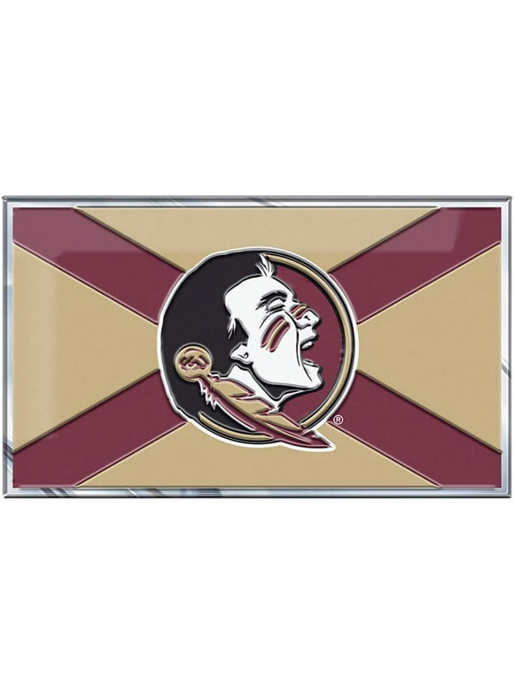 Florida State University Seminoles Color Auto Emblem State Flag Design Aluminum Metal
