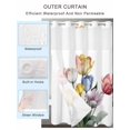 thumbnail image 4 of No Hook Shower Curtain with Snap-in Liner, Colorful Tulips Floral Waterproof Fabric Bathroom Curtains, Modern Art Watercolor Farmhouse Bath Curtains & Mesh Top Window 60"x72", 4 of 9