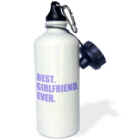 3dRose Purple Best Girlfriend Ever text - anniversary valentines day gift, Sports Water Bottle,