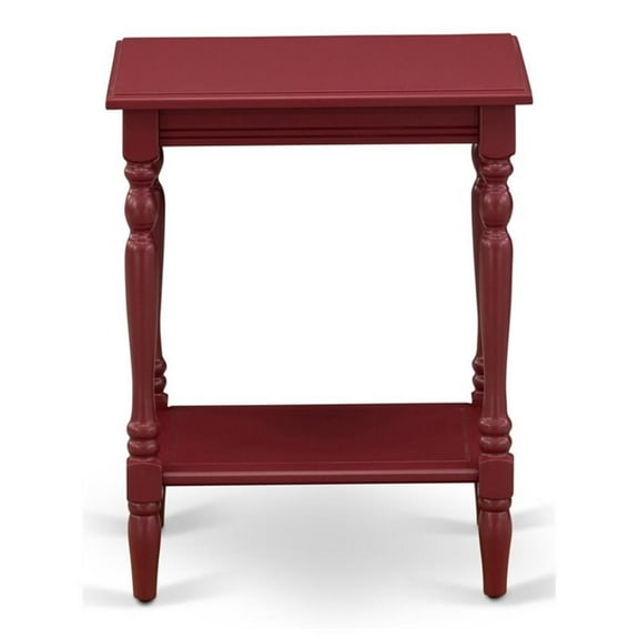 East West Furniture Bedford Wood End Table with Open Storage in Burgundy Red