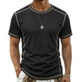 thumbnail image 4 of Eltusu Short Sleeve T-Shirts for Men, Casual Crewneck Solid Color Pullover Summer Tee Black Size 2XL, 4 of 9