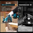 thumbnail image 3 of SeeSii Cordless Mini Circular Saw, 4-1/ 2" Electric Compact Circular Saw with 4.0Ah Battery, 5380RPM, 4 Saw Blades, Rip Guide, Max Cutting Depth 1-11/ 16"(90°), 1-1/ 8"(45°), 3 of 9