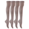 thumbnail image 1 of lian style women's 4 pairs over knee-high cotton socks size 6-9(random color), 1 of 3