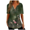 thumbnail image 2 of Aloohaidyvio Tops,Womens Summer Tops V Neck T Shirts Printed Tops Button Loose Casual Tshirts, 2 of 5