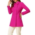 thumbnail image 4 of Abrigo largo de invierno de doble botonadura con cuello Peter Pan para mujer Inspire Chic en rosa intenso M, 4 of 6