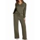 thumbnail image 1 of Conjuntos de Dos Piezas para Mujer, Cuello en V, Conjuntos Casuales A Juego, Ropa de Estar por Casa, Ropa de Otoño, Conjuntos de Viaje, Moda Verde M, 1 of 6