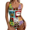 thumbnail image 2 of Christmas Swimsuit Xmas Patchwrok Swimwear One Piece Holiday Surf Swimsuits High Cut Bathing Suits Wom Push Up Sexy Beach Wear, 2 of 7