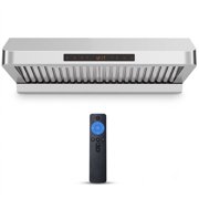 RUIE 30 Inch Under Cabinet Range Hood, 900 CFM Stainless Steel Kitchen Vent with Oil Collector, LED Lights, Touch Gesture and Remote Control, 4 Speeds, Silver