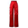 thumbnail image 3 of Women's Casual Fashion Pants Muilt Pocket Casual Loose High Rise Satin Soft Comfy Track Suit Pants Comfortable Pants for Women Casual Wide Women Pants Casual Loose Wide Leg Sweatpants Womens, 3 of 4