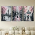 thumbnail image 4 of 2D Flat, 3pcs/set, 2D Flat Canvas painting--Unframed, pink trees and lovers on the streets, romantic atmosphere, Posters and prints, living room, library, office, cafe, bar, abstract art, perfect bi, 4 of 4