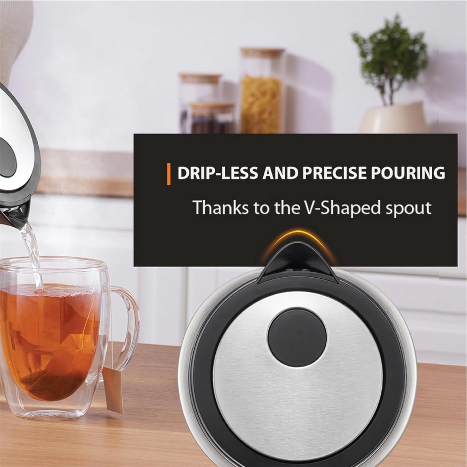 1.7L Glass Electric Kettle: Fast-Boiling 1500W with LED Indicator, Anti-Scale Filter, Auto Shut-Off, and Cordless Design - Boil 1 Cup in 80 Snds for Perfect Tea and Coffee