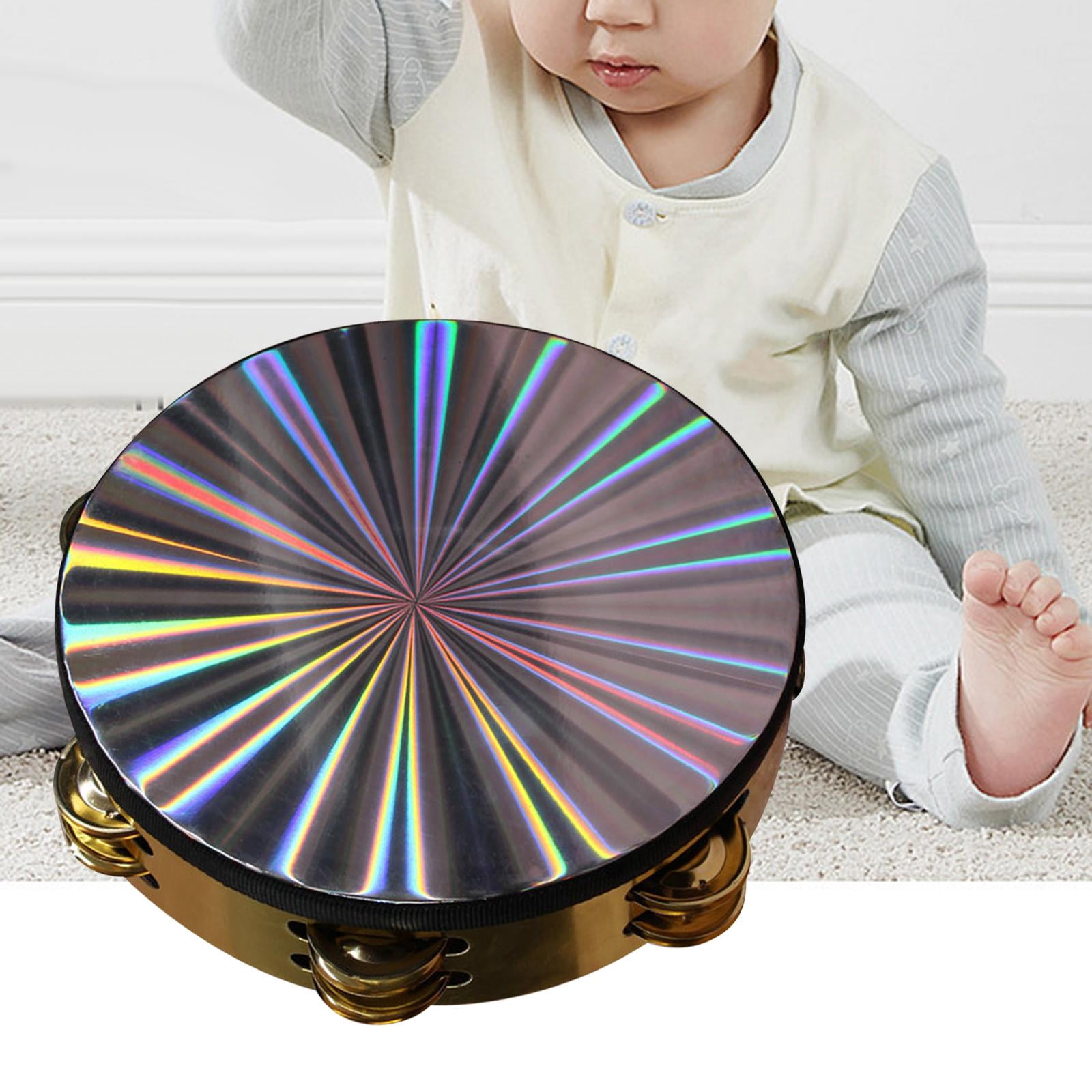 Drum Tambourine Wooden Professional Handheld for Dance Party Showing Children Adults 8 Inch Style B