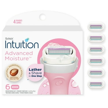 Schick Intuition Advanced Moisture Women's Razor 4-Blade Refills, 6 Ct, Lather & Shave In One Step