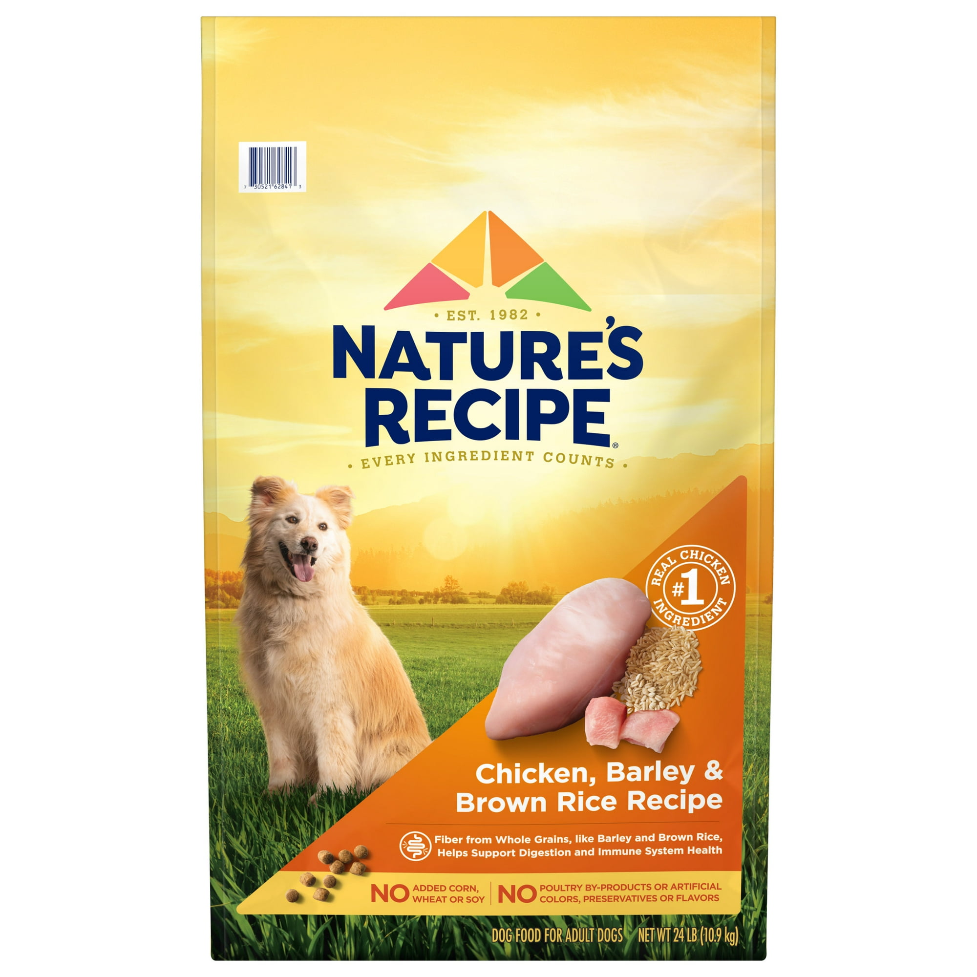 Nature's Recipe Chicken, Barley & Brown Rice Adult Dry Dog Food, 24 lb Bag