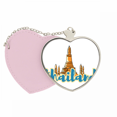 thumbnail image 1 of Tailandia, Wat Haw Pha Kaew ilustración Bolsa de viaje Mirror maquillaje corazón rosa, 1 of 4