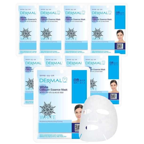 Mascarilla facial DERMAL con esencia de colágeno blanco, 23 ml, paquete de 10