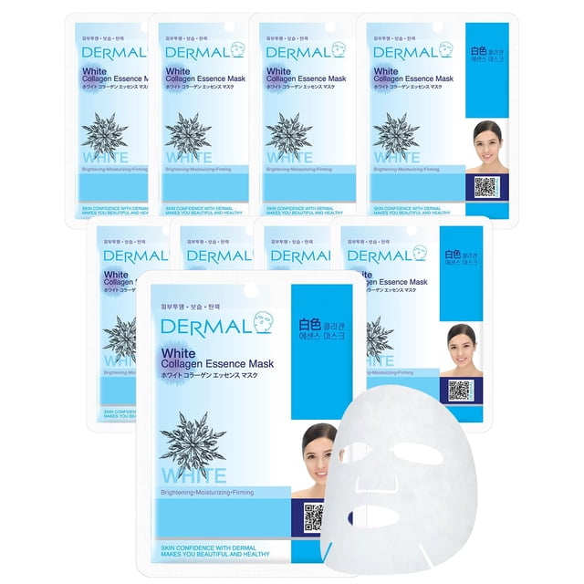 Mascarilla facial DERMAL con esencia de colágeno blanco, 23 ml, paquete de 10