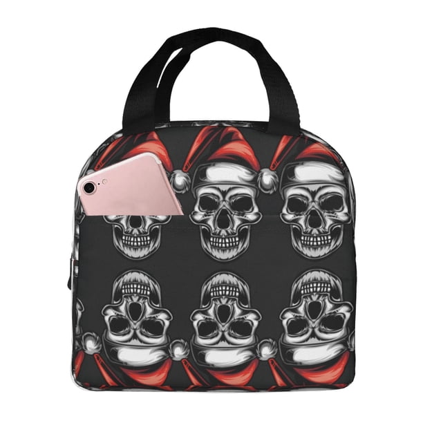 Disketp Skull santa hat Bolsa Térmica para Almuerzo para Hombre y Mujer, Ideal para Trabajo, Senderismo y Picnic