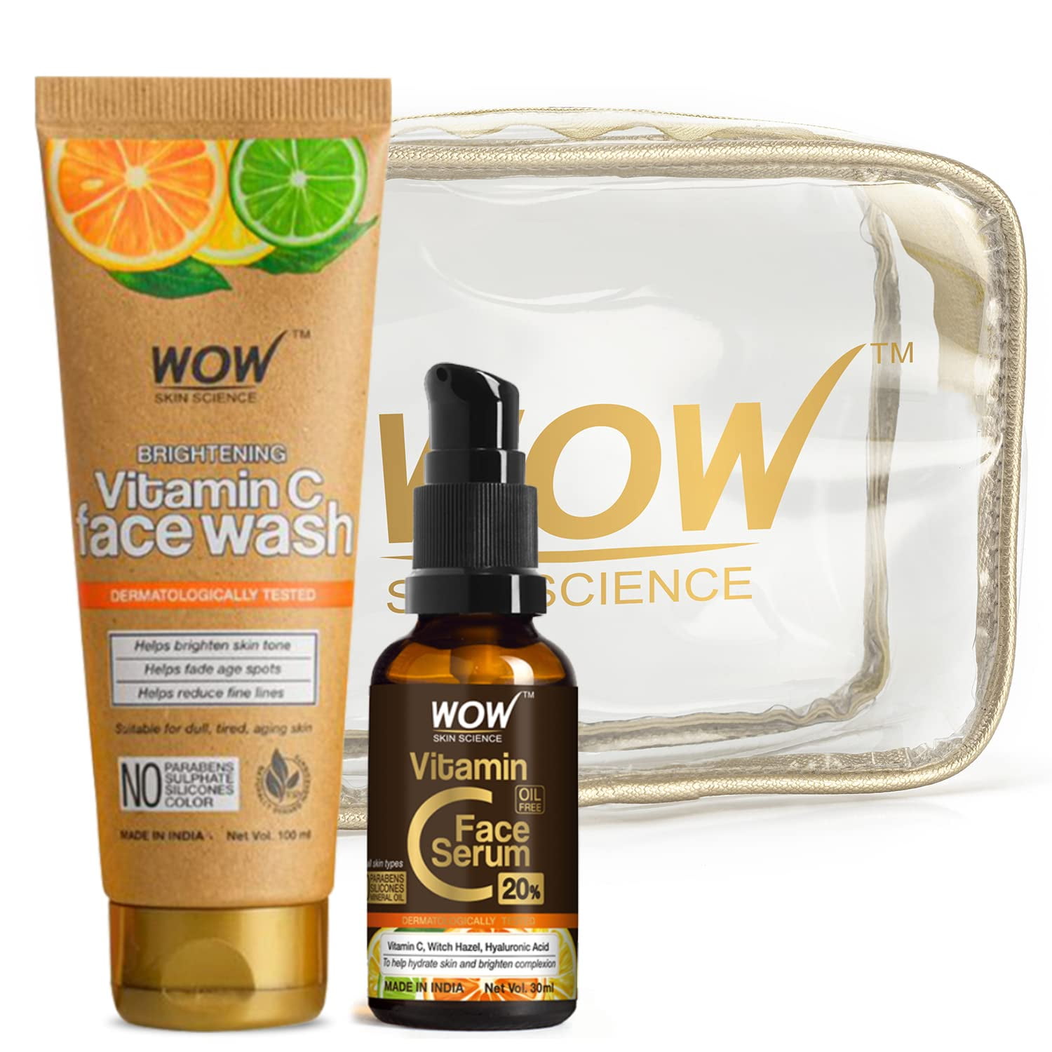 WOW Skin Science Vitamin C Face Wash In Paper Tube (Eco Friendly Packaging) with Vitamin C Face Serum Kit - No Parabens, Sulphate, Silicones - Net Vol -