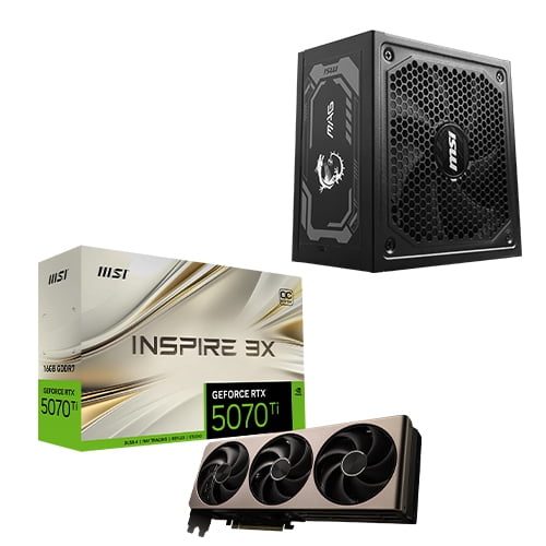 MSI GeForce RTX 5070 Ti 16G INSPIRE 3X OC + MAG A1000GL PCIE5 Bundle