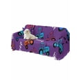 thumbnail image 2 of Cartoon Tractor Couch Cover for 2 Cushion Sofa, Cute Beep Car Digger Shovel Truck Purple Washable Loveseat Sofa Covers Slipcover for Sectional Sofas L-Shaped, Couch Throw Cover 71"x118", 2 of 9