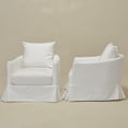 thumbnail image 5 of Pearl White Polyester Upholstered Swivel Barrel Armchair Set of 2 with Removable Washable Slipcover for Living Room, Bedroom, Feather Blend Cushion, Solid Wood Frame, Pillow Back Fully Assembled, 5 of 16