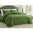 thumbnail image 2 of Chezmoi Collection Tencel Modal Blend Quilt Set King Size, Forest Green, Lightweight Soft Bedspread Crescent Stitched Quilt for All Seasons, 3-Piece, 2 of 9