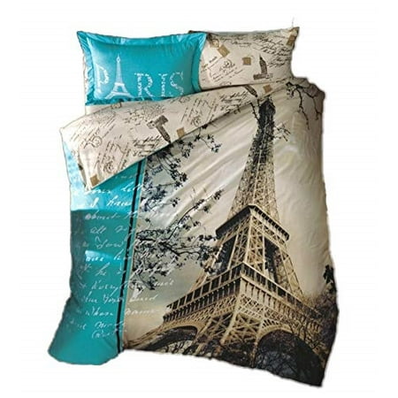 - tac 100% turkish cotton 3pcs!! paris eiffel tower theme single twin size duvet quilt cover set bedding linens made in turkey