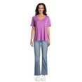 thumbnail image 5 of Time and Tru Women's Textured V-Neck T-Shirt, 2-Pack, Sizes XS-XXXL, 5 of 5