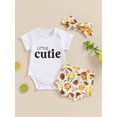 thumbnail image 2 of FEORJGP Infant Baby Girls Casual Shorts Set 0 3M 6M 12M 18M Toddler Short Sleeve Jumpsuits Letters Print Crew Neck Rompers Lemon Print Shorts with Haiborn Cute Comfy Summer Outfits for Daily, 2 of 9