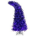 thumbnail image 1 of Costway 7FT Pre-Lit Black Halloween Tree 8 Flash Modes w/ 400 Purple & Orange Lights, 1 of 10