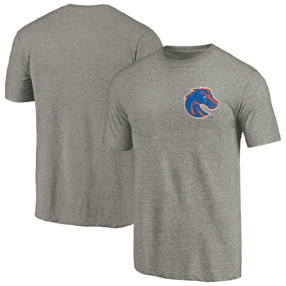 Men's Gray Heather Boise State Broncos Left Chest Distressed Logo Tri-Blend T-Shirt