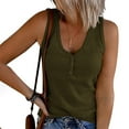 thumbnail image 2 of USSUMA Buttons Ribbed Workout Tank Summer Tops for Women 2022 Trendy Sport Solid Color Womens Tunic Tops V Neck Basic Shirts Tees Sleeveless Dressy Blouses for Women, 2 of 8
