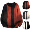thumbnail image 3 of Atogsazn Men's Oversized Sweater Casual Crew Neck Long Sleeve Pullover Sweatshirt Winter Soft Tops Blouse Clothing 03-Wine XXXL Fashion, 3 of 3