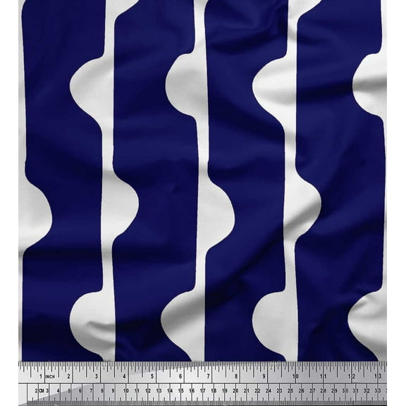 Soimoi Blue Cotton Voile Fabric Vertical Stripe Fabric Prints By Yard 42 Inch Wide