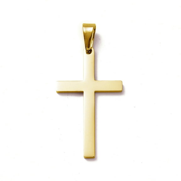 304 Stainless Steel Pendants Cross Golden 39~42x22~23x1.5mm Hole: 10x4.5mm