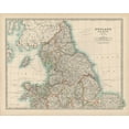 thumbnail image 2 of Johnston  24x20 Black Ornate Wood Framed with Double Matting Museum Art Print Titled - Johnstons Map of England and Wales, 2 of 4