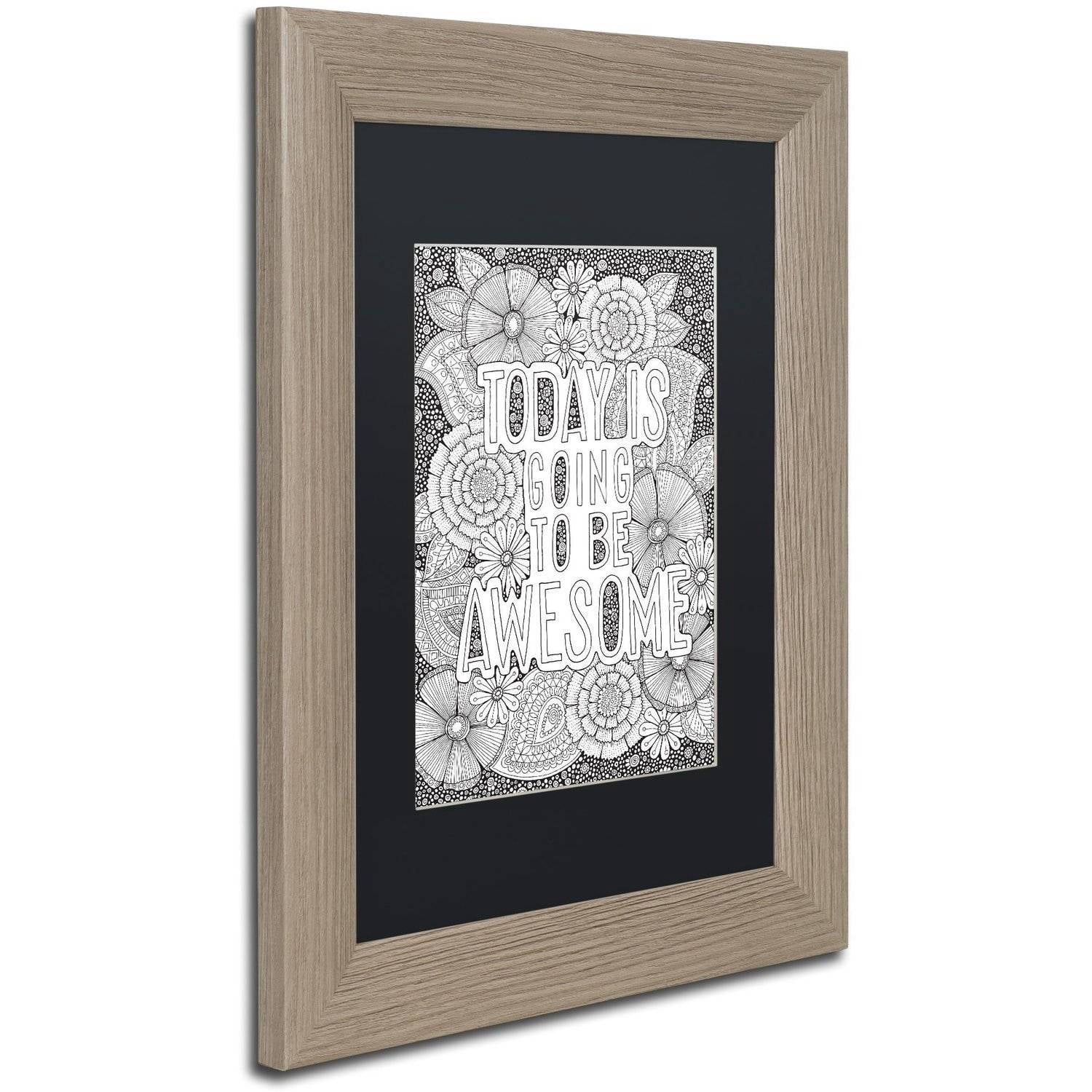 Trademark Fine Art "Today is Going to be Awesome" Canvas Art by Hello Angel, Black Matte, Birch Frame