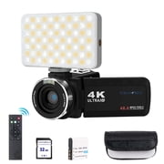 4K UHD vloging camera 18x Digital Zoom 48 MP Camcorder with 32GB TF Card, Black
