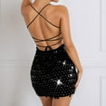 thumbnail image 5 of IWRICH Sequin Dress for Women Spaghetti Strap Fashion Dresses Glitter Sparkly Mini Dress Black L, 5 of 6